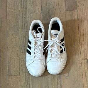 Adidas Classic White Sneakers with Black Stripes